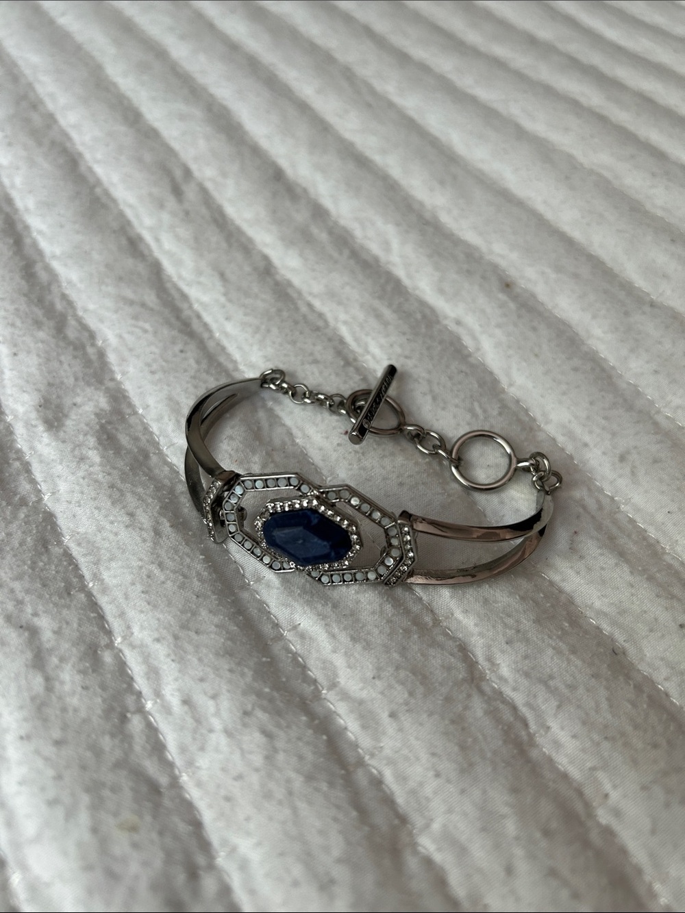 Chloe + Isabel Silver Bracelet with Deep Blue Stone and Crystal Accents